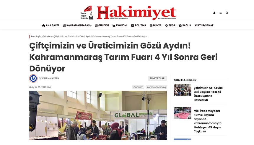 Çiftçimizin ve Üreticimizin Gözü Aydın! Kahramanmaraş Tarım Fuarı 4 Yıl Sonra Geri Dönüyor
