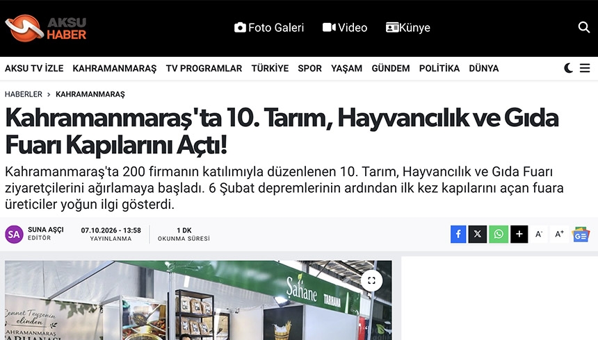 Kahramanmaraş'ta 10. Tarım, Hayvancılık ve Gıda Fuarı Kapılarını Açtı!