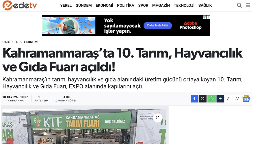 Kahramanmaraş’ta 10. Tarım, Hayvancılık ve Gıda Fuarı açıldı!