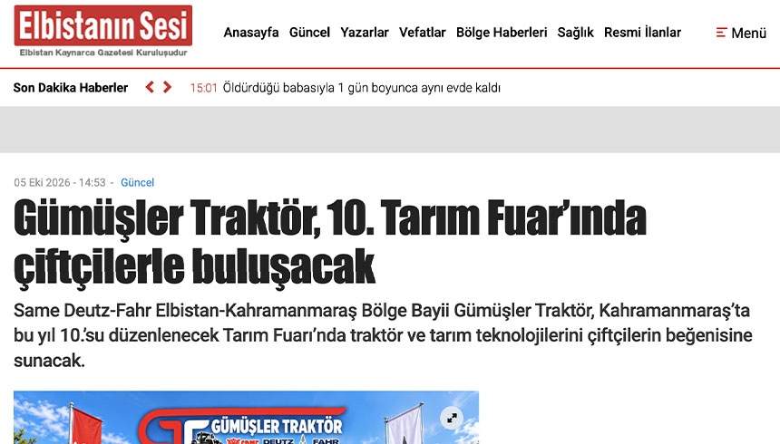 Gümüşler Traktör, 10. Tarım Fuarı’nda çiftçilerle buluşacak