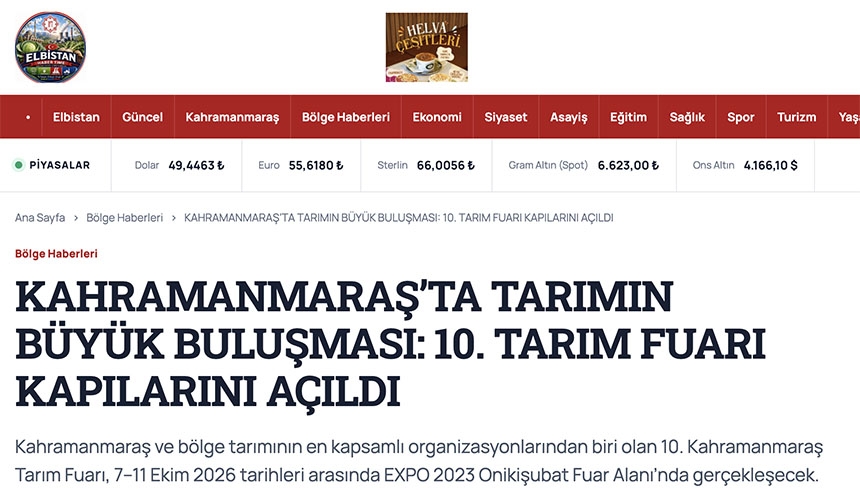KAHRAMANMARAŞ’TA TARIMIN BÜYÜK BULUŞMASI: 10. TARIM FUARI KAPILARINI AÇILDI