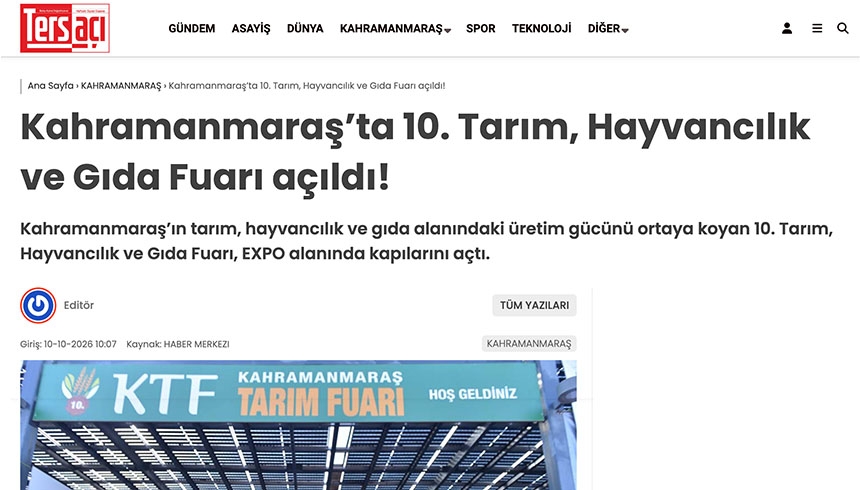 Kahramanmaraş’ta 10. Tarım, Hayvancılık ve Gıda Fuarı açıldı!